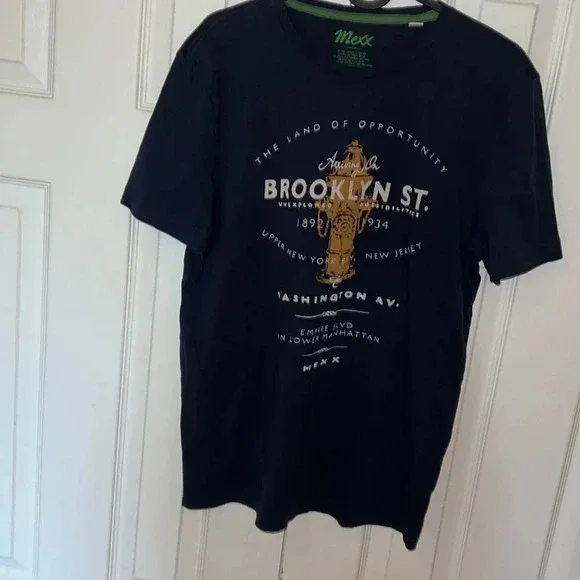 Mexx Navy vintage style cotton graphic short sleeve T-shirt Sz S - Picture 3 of 11